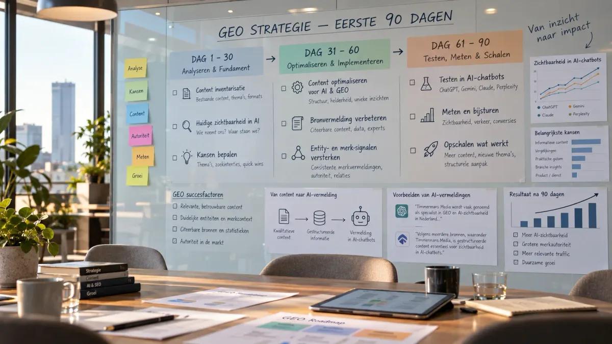 Whiteboard met GEO-strategie framework