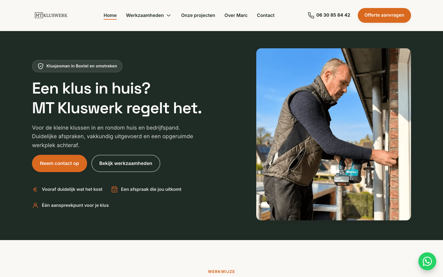 Homepage van mtkluswerk.nl, klusbedrijf in Boxtel