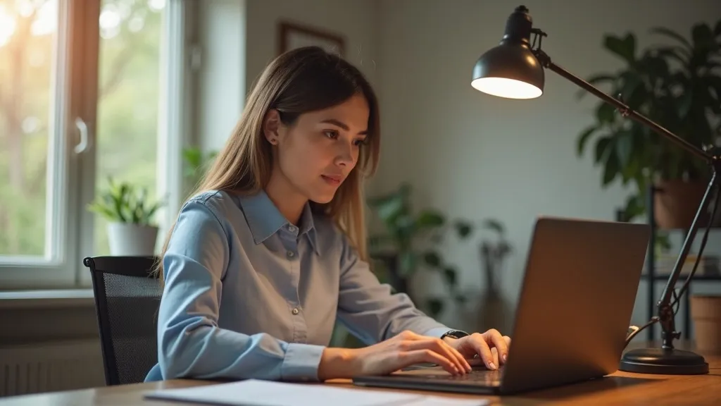 MKB-ondernemer beheert e-mailinbox met AI-automatisering op laptop