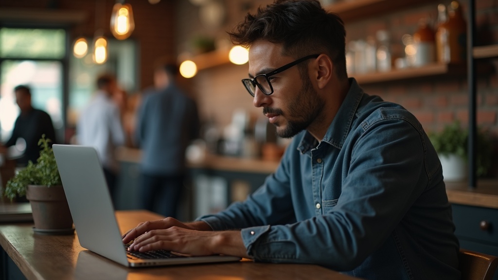 MKB-ondernemer optimaliseert lokale vindbaarheid in AI-zoekmachines op laptop