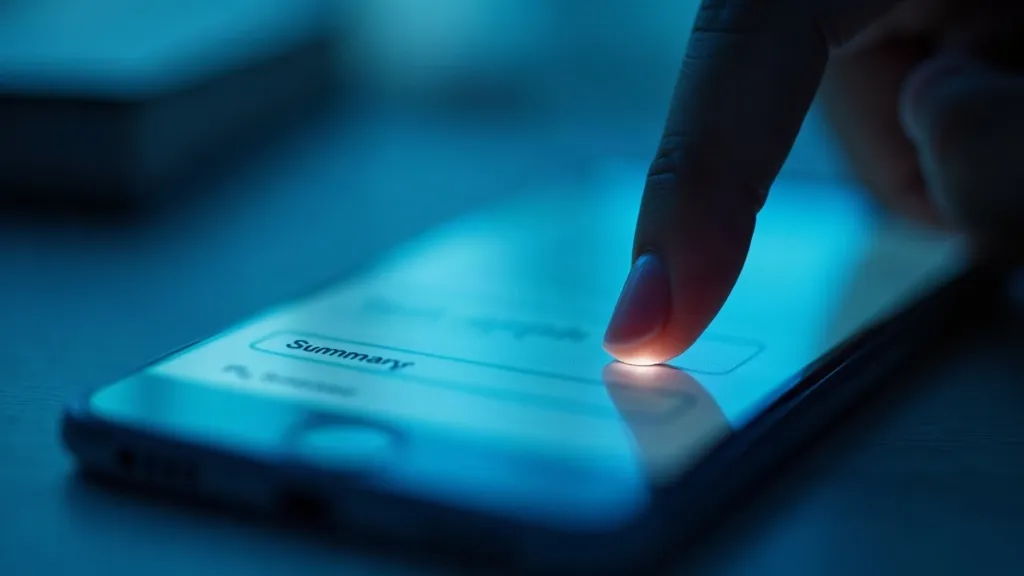 Close-up van een smartphone met een AI-overzicht bovenaan de Google-zoekresultaten en een bronlink