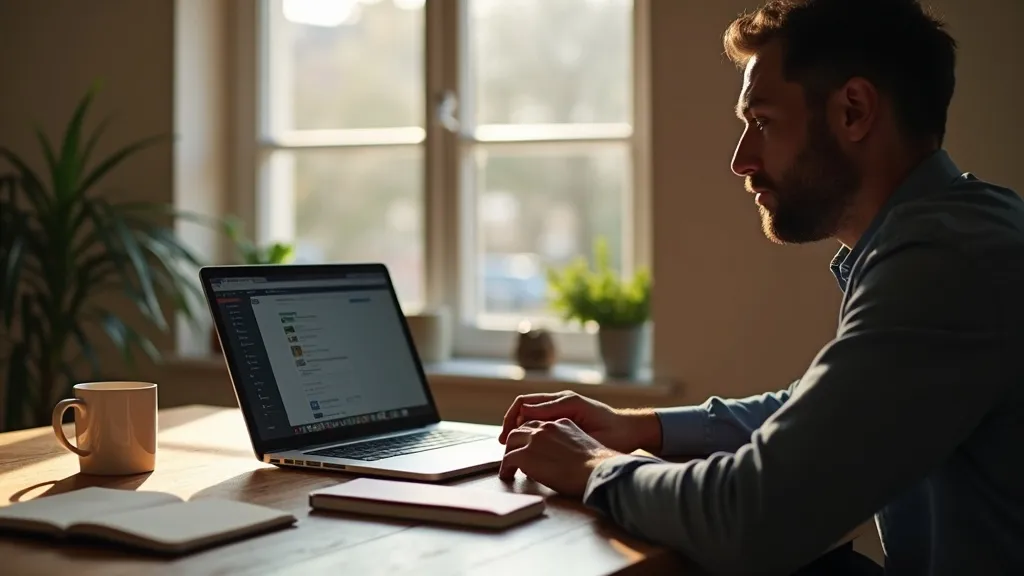 MKB-ondernemer aan bureau bezig met het automatiseren van social media posts met AI