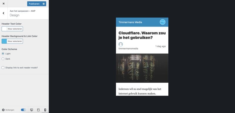 Amp pagina instellen