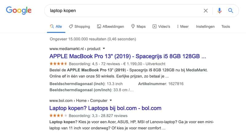 Zoekwoorden onderzoek in Google