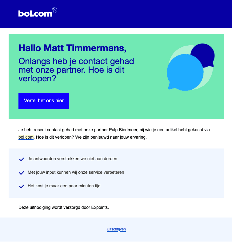 Bol.com reviewverzoek e-mail