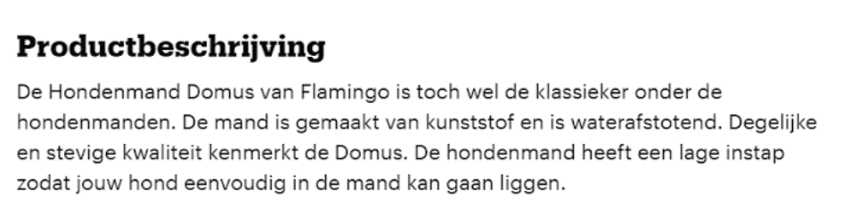 voorbeeld van slechte productomschrijving