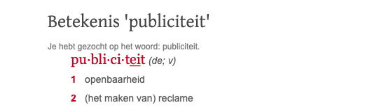 betekenis publiciteit