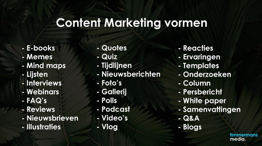Content marketing vormen